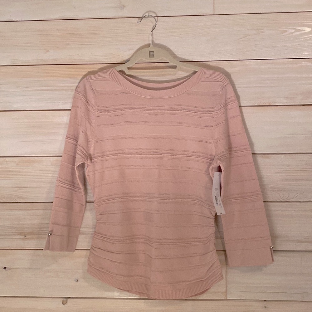 NWT Rose Quartz Small Liz Claiborne Ruched Sweater